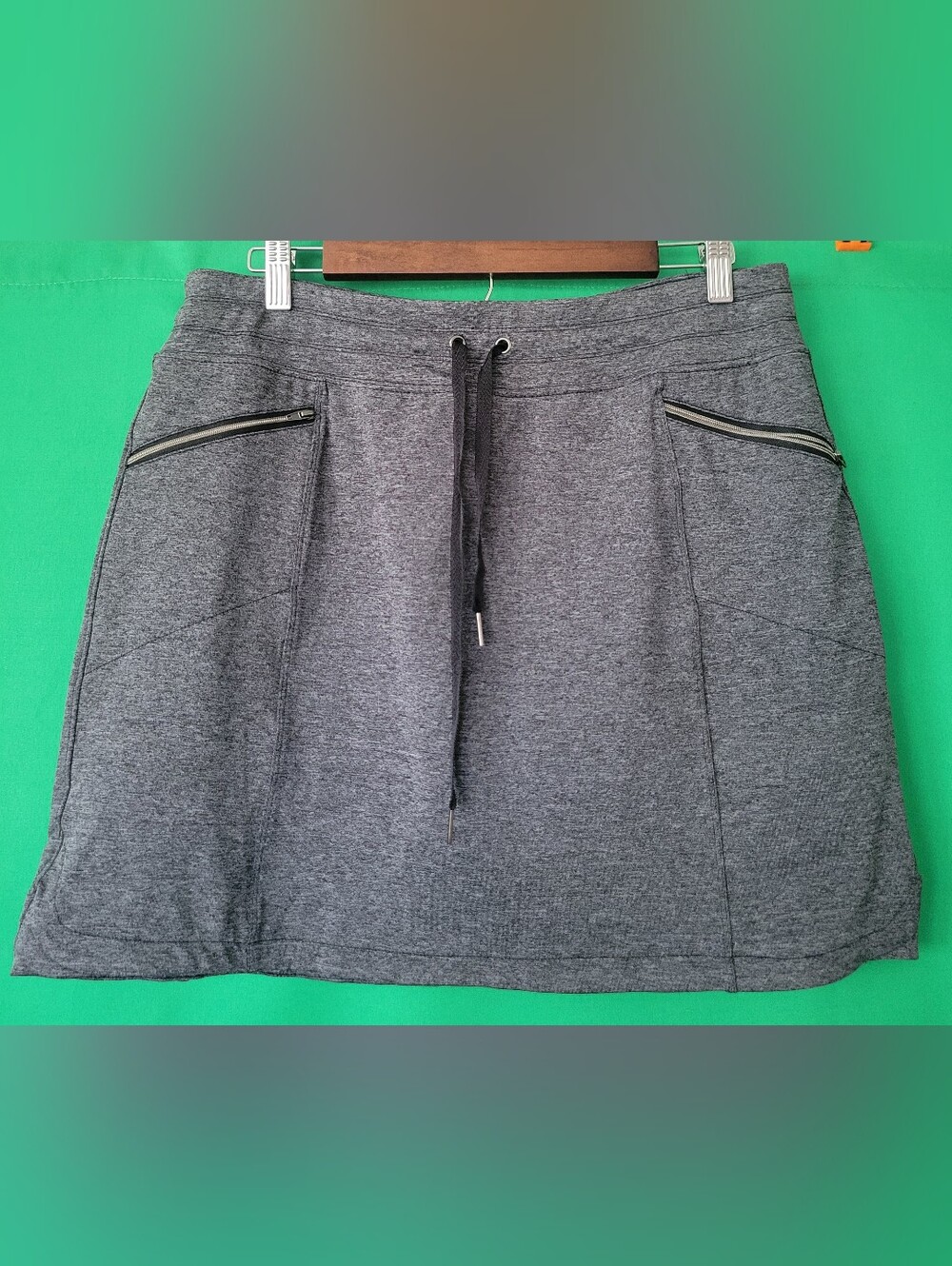 Tangerine Gray Drawstring Mini Skirt with Zipper Pockets Women Sz XL Exercise